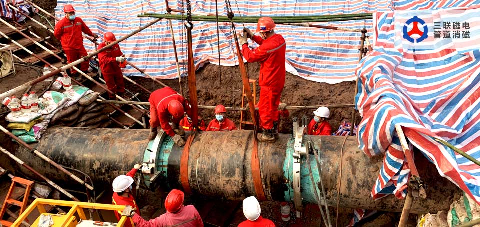 三聯磁電管道消磁機-西南管道缺陷進行焊口換管工程-管道焊接完成 三聯磁電管道消磁機-西南管道缺陷進行焊口換管工程-管道焊接完成